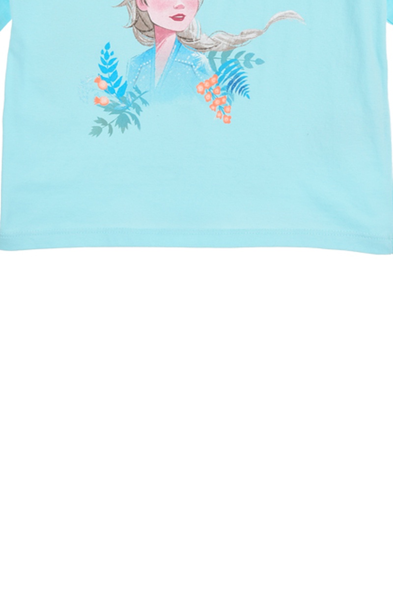 T-shirt en coton biologique Elsa La Reine des Neiges Disney - Turquoise