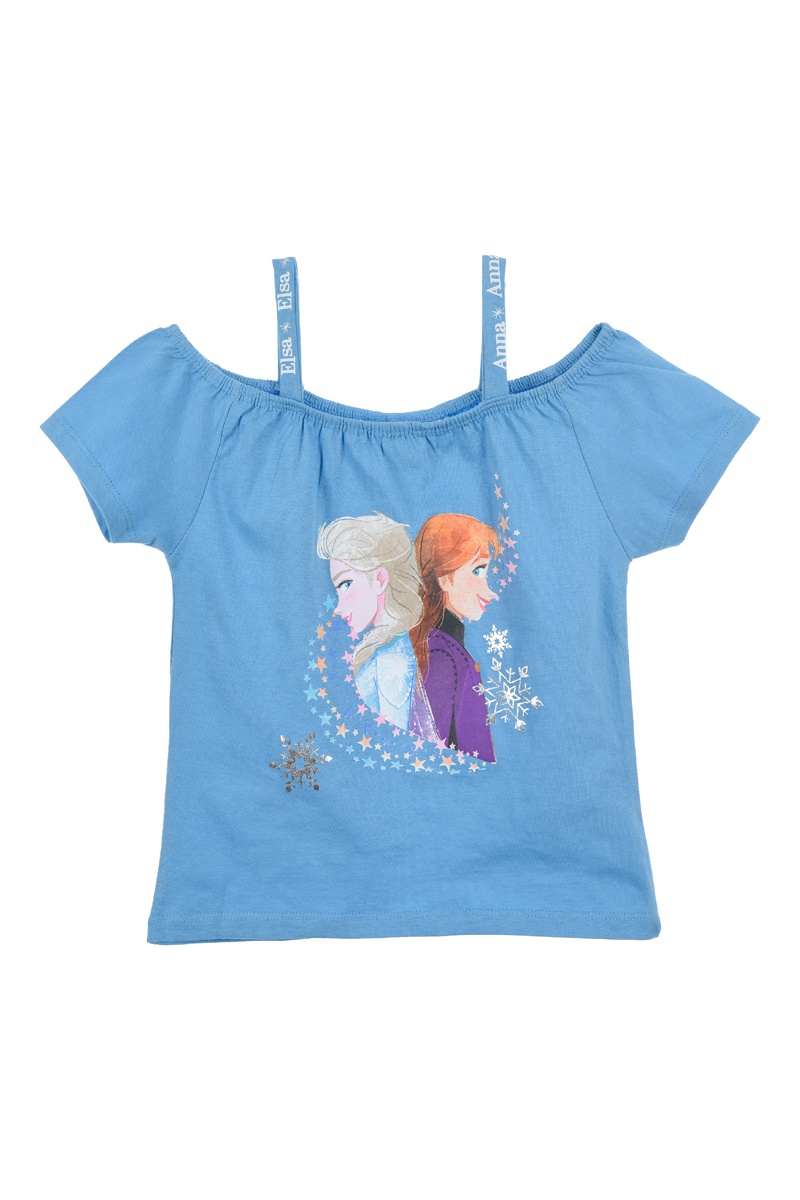 T-shirt Elsa et Anna La Reine des Neiges Disney - Bleu clair