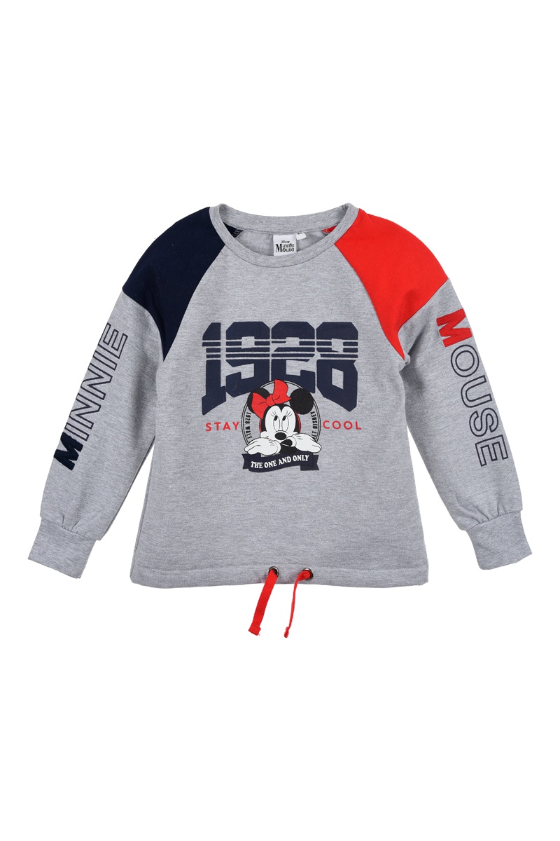 Sweat Minnie Disney Gris chiné et bleu marine