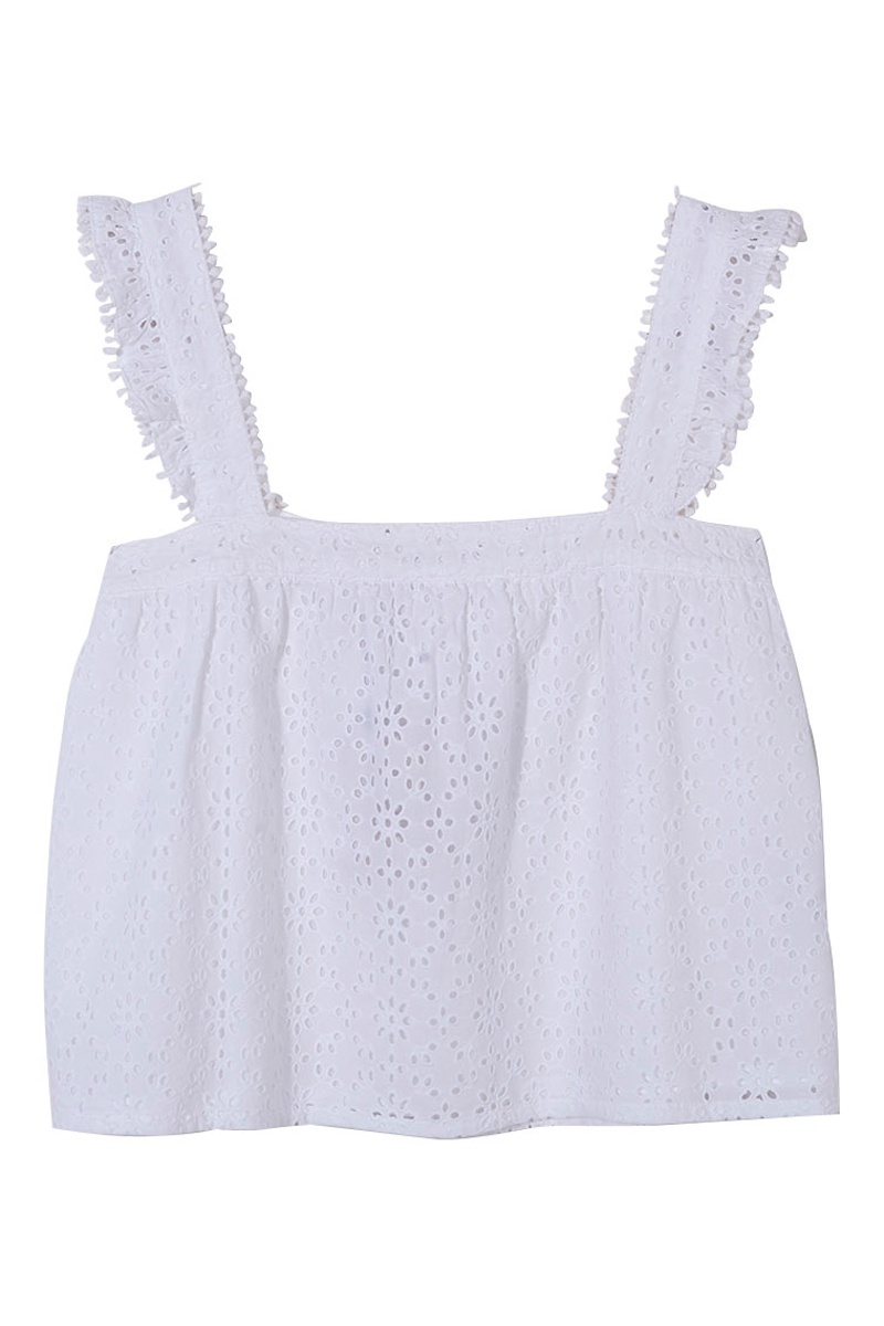 Débardeur en broderie anglaise Blanc