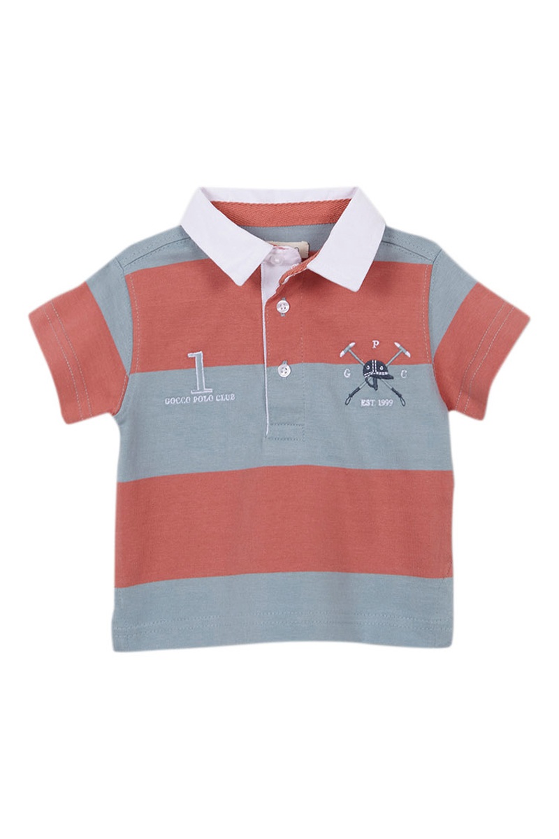 Polo rayé Corail