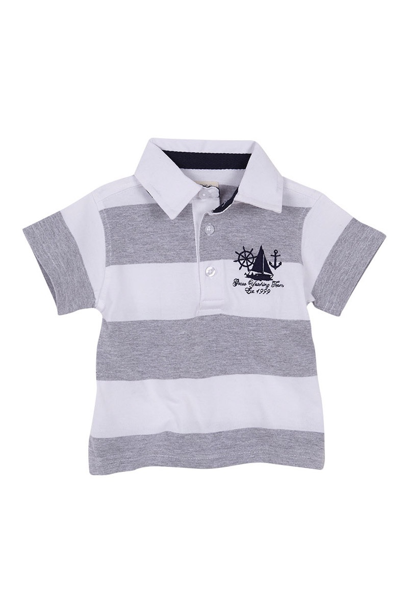 Polo Gris foncé chiné et blanc