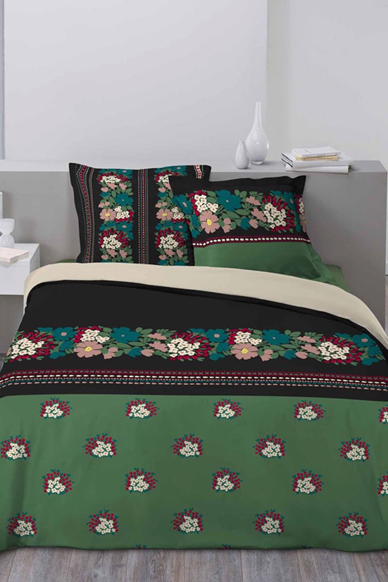 Parure de couette en coton 57 fils/cm² - Kate - Vert