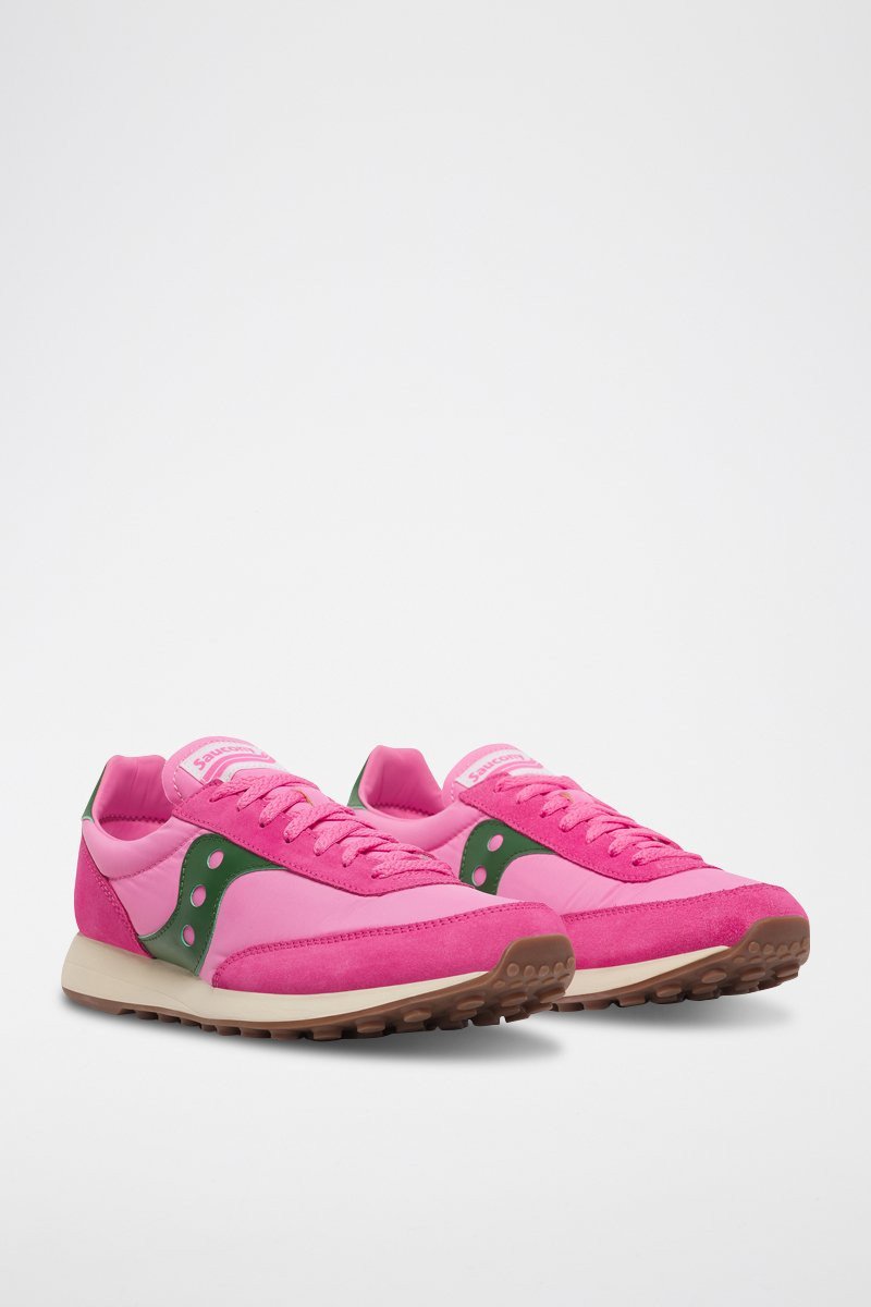 Zapatillas de nobuk Trainer 80 - Fucsia y verde oscuro