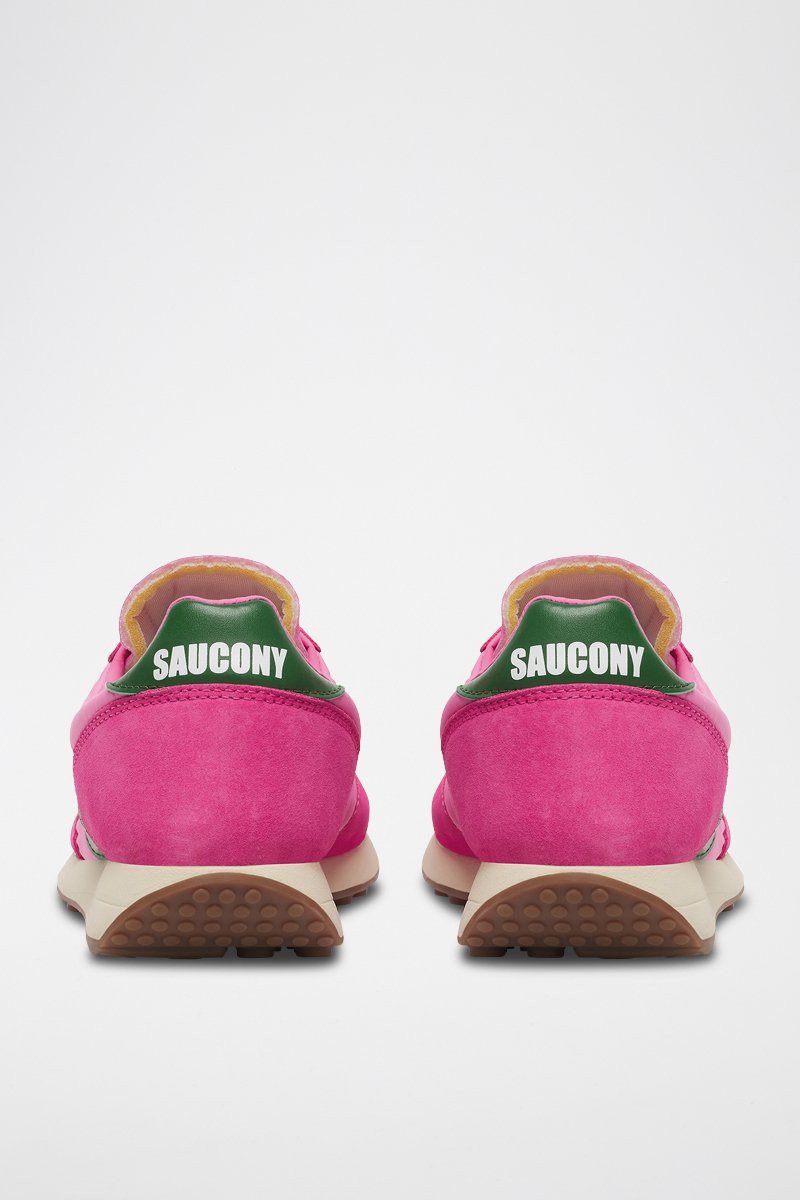 Zapatillas de nobuk Trainer 80 - Fucsia y verde oscuro